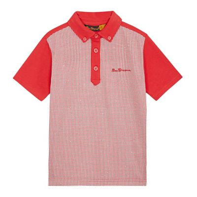 Ben Sherman Boys' red dogtooth print polo shirt